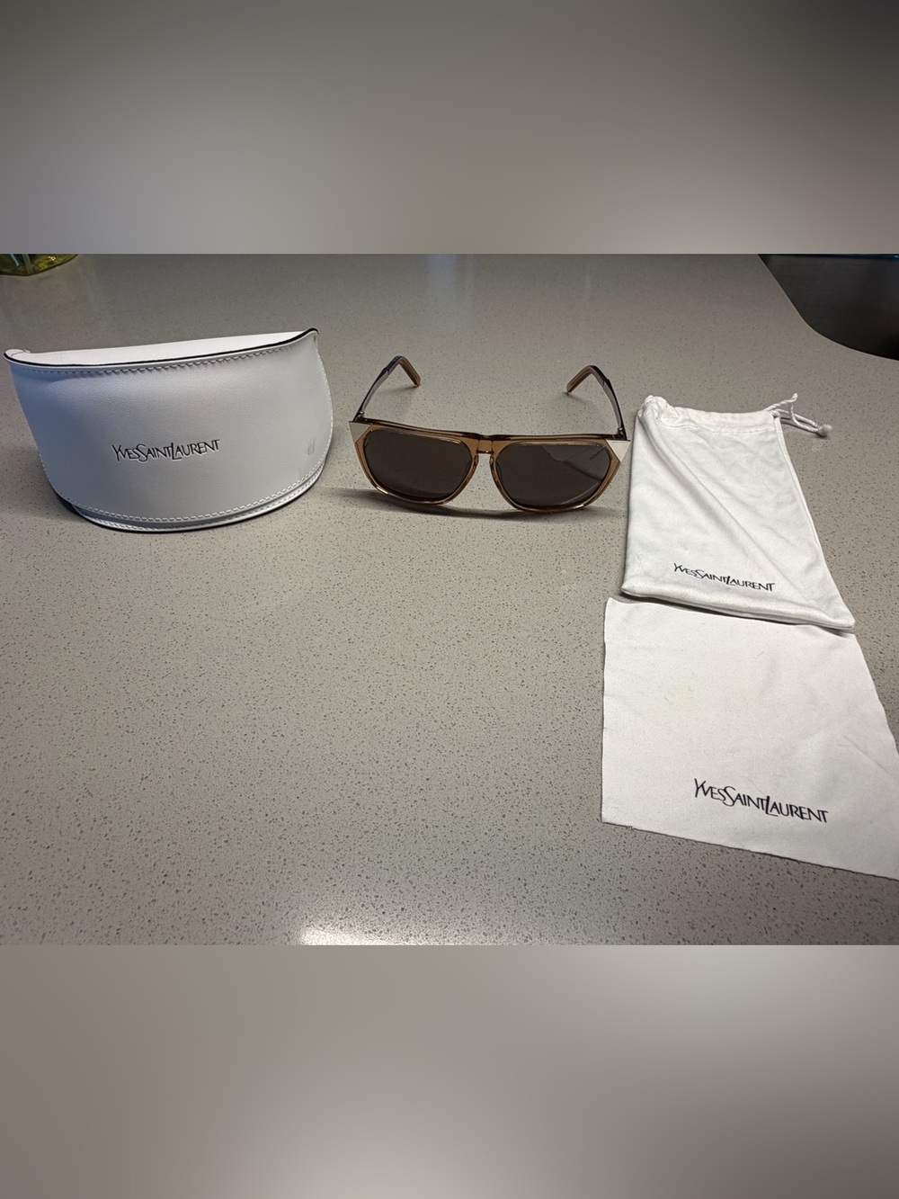 Yves Saint Laurent SL31 Grey/Gold Frame Brown Lens Sunglasses
